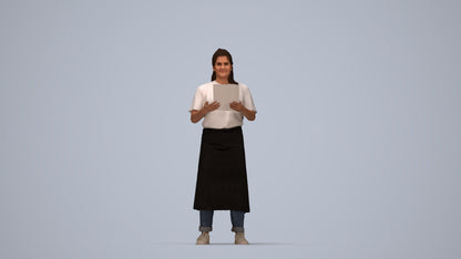 realistic 3D people woman hospitality, render-ready for V-Ray and Corona, FBX OBJ, top-down view render