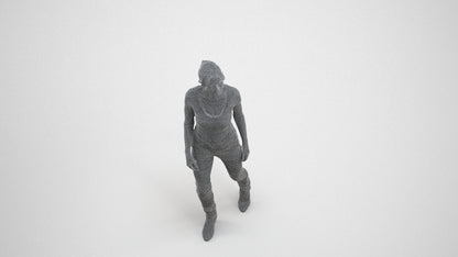 realistic 3D people senior woman casual walking, render-ready for V-Ray and Corona, FBX OBJ, wireframe three-quarter view