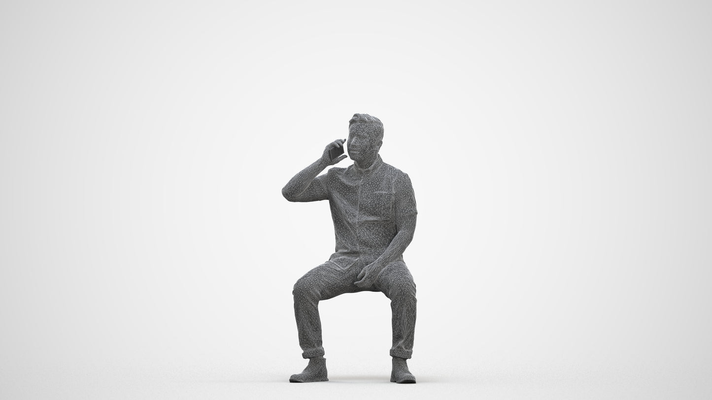 3D human model man business, photogrammetry scanned person for archviz, three-quarter front view render