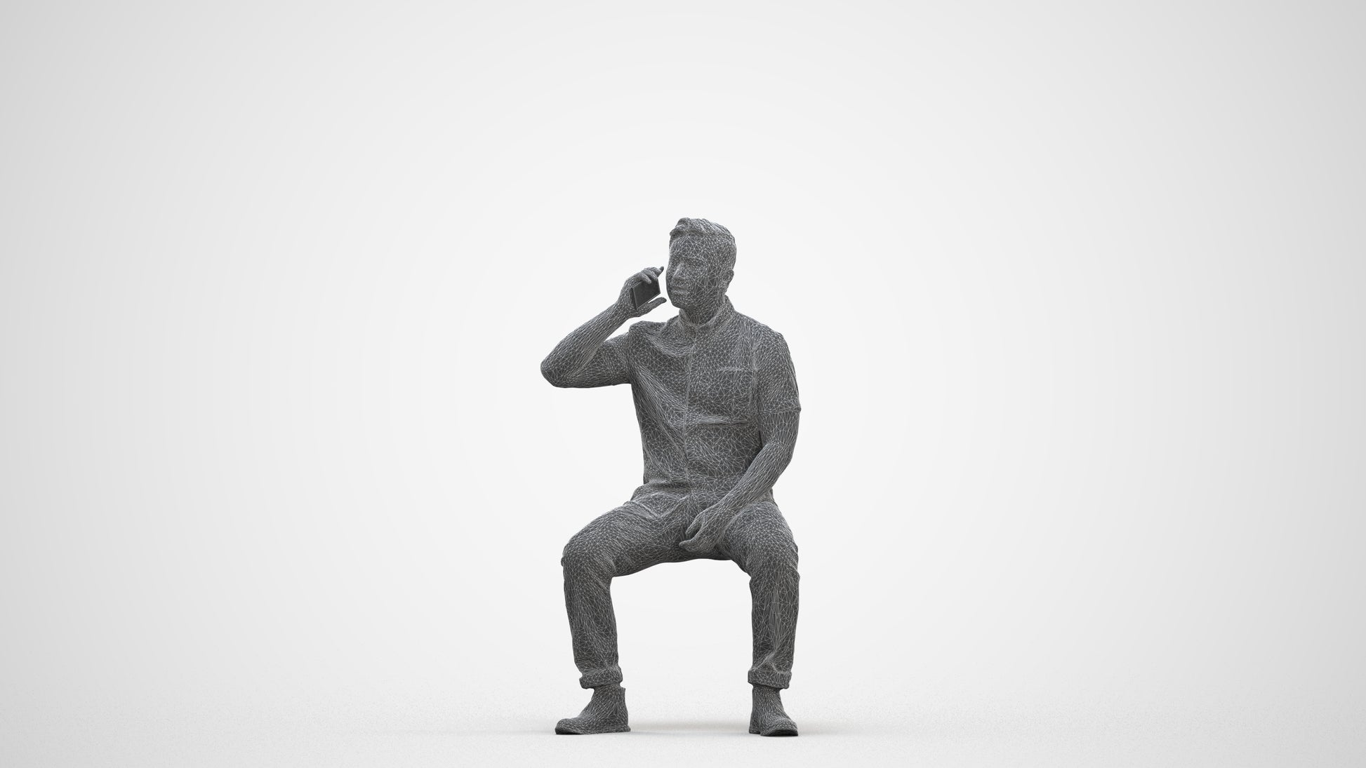 3D human model man business, photogrammetry scanned person for archviz, three-quarter front view render