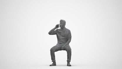 3D human model man business, photogrammetry scanned person for archviz, three-quarter front view render
