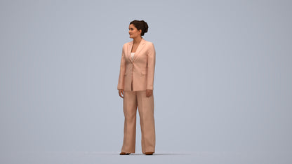 3D scanned woman standing business, photorealistic archviz people for Enscape and SketchUp, top-down view render
