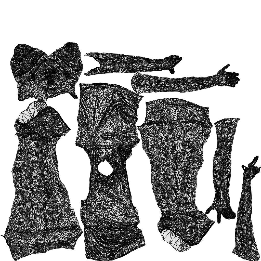 scanned 3D girl sport, photogrammetry people for Enscape and V-Ray, wireframe top-down view
