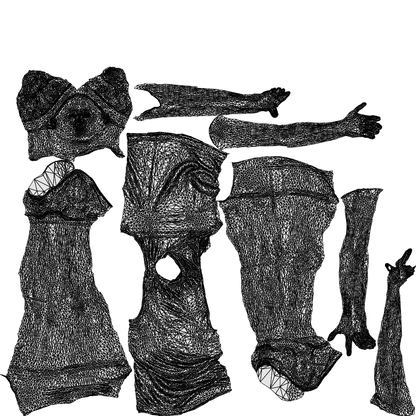 scanned 3D girl sport, photogrammetry people for Enscape and V-Ray, wireframe top-down view