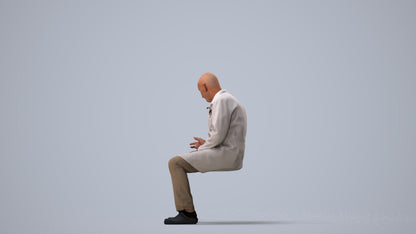 realistic 3D senior man medical, scanned archviz people for Blender and 3ds Max, three-quarter view render