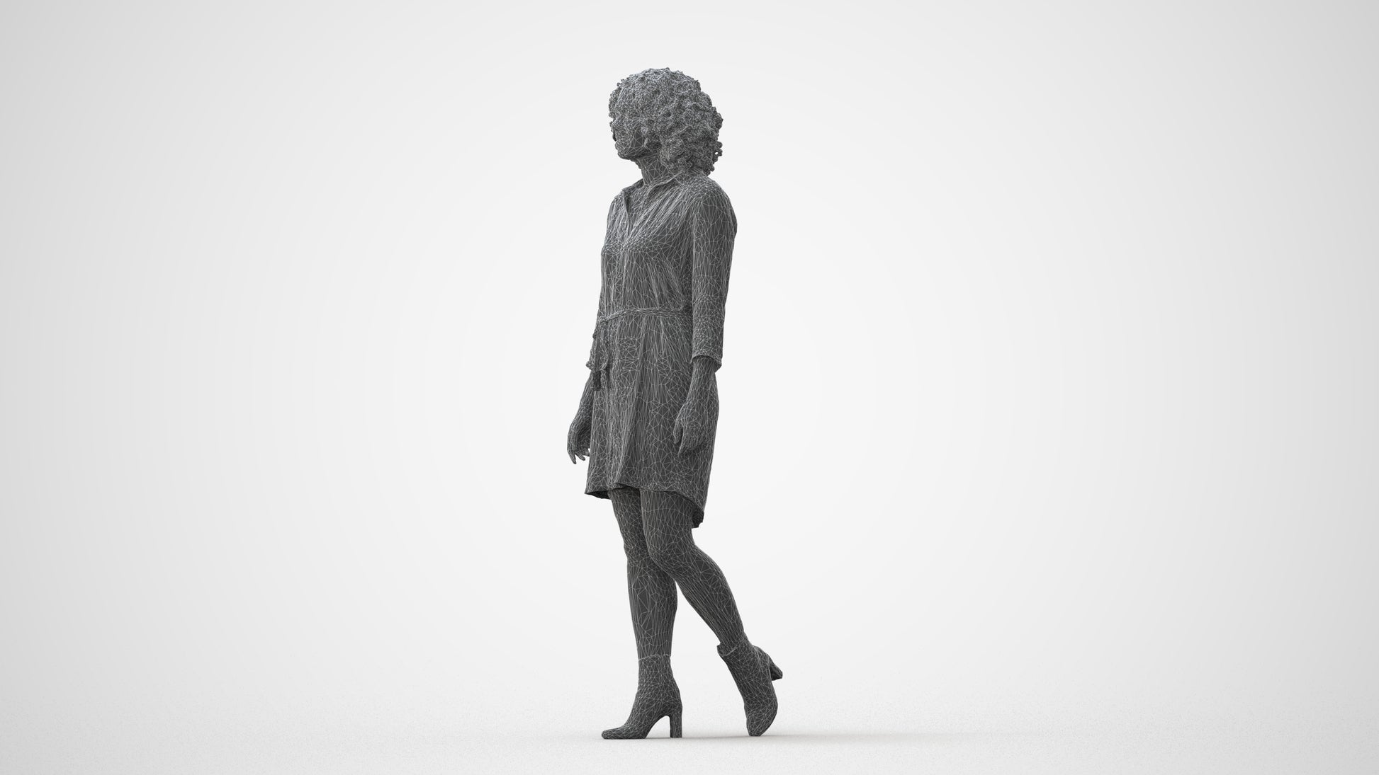 realistic 3D human woman casual walking, archviz people FBX OBJ for Blender, square thumbnail