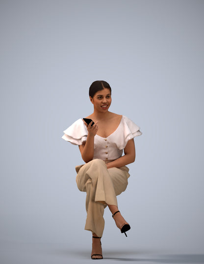 scanned 3D woman business sitting, photogrammetry people for Enscape and V-Ray