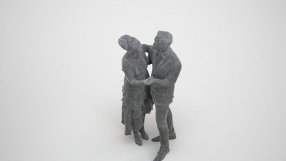 scanned 3D woman formal dancing, photogrammetry people for Enscape and V-Ray, wireframe three-quarter view