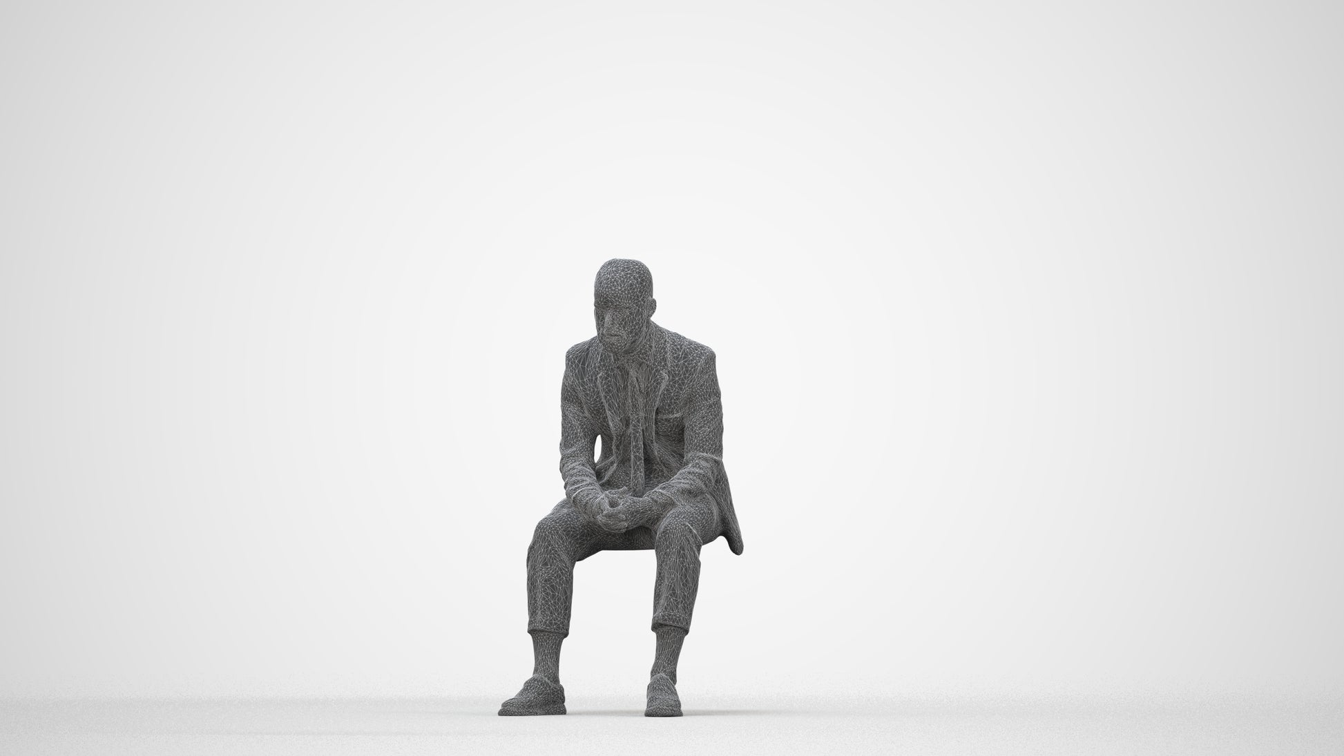 realistic 3D people man business, render-ready for V-Ray and Corona, FBX OBJ, wireframe back view