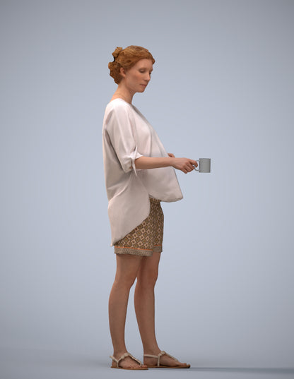 realistic 3D woman casual standing, scanned archviz people for Blender and 3ds Max