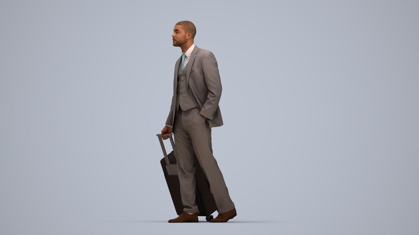 3D people model man business, scanned human for 3ds Max rendering, top-down view render