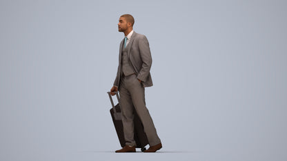 3D people model man business, scanned human for 3ds Max rendering, top-down view render