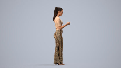 scanned 3D woman casual standing, photogrammetry people for Enscape and V-Ray, side view render