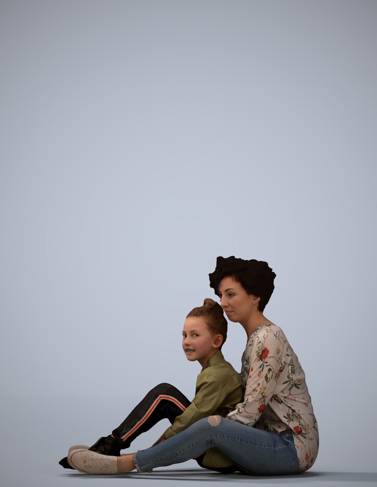 realistic 3D girl casual kids, scanned archviz people for Blender and 3ds Max