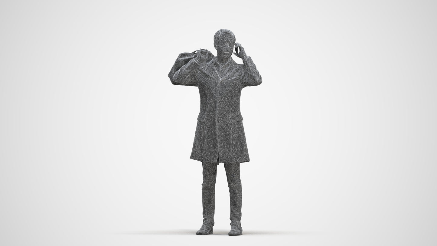 scanned 3D man business standing, photogrammetry people for Enscape and V-Ray, three-quarter front view render