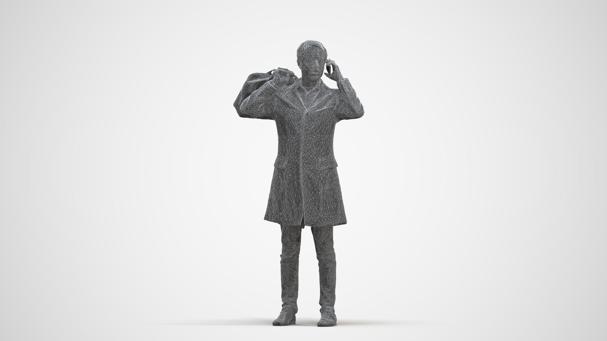 scanned 3D man business standing, photogrammetry people for Enscape and V-Ray, three-quarter front view render