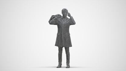 scanned 3D man business standing, photogrammetry people for Enscape and V-Ray, three-quarter front view render