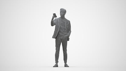 realistic 3D people man business standing, render-ready for V-Ray and Corona, FBX OBJ, wireframe back view
