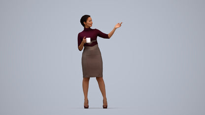 photogrammetry 3D woman business, realistic human model archviz FBX, top-down view render