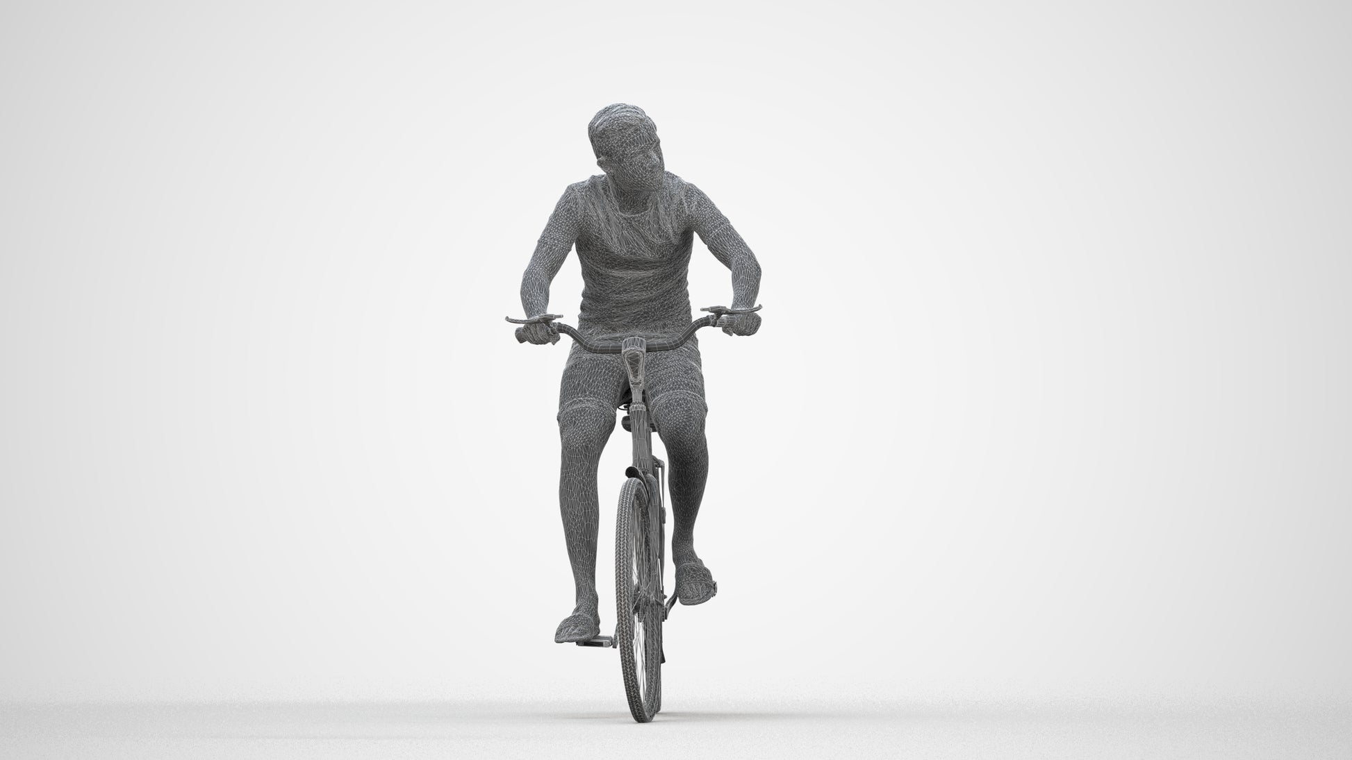 photogrammetry 3D boy casual cycling, realistic human model archviz FBX, wireframe back view