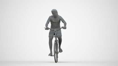 photogrammetry 3D boy casual cycling, realistic human model archviz FBX, wireframe back view
