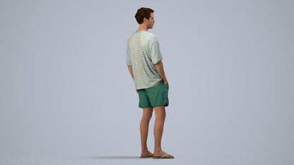 3D scanned man standing casual, photorealistic archviz people for Enscape and SketchUp, side view render