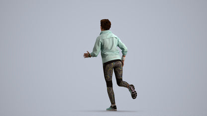 3D human model woman sport, photogrammetry scanned person for archviz, front view render
