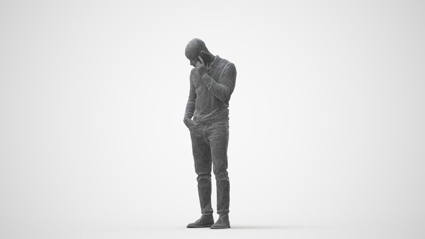 photogrammetry 3D man casual standing, realistic human model archviz FBX, square thumbnail