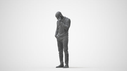photogrammetry 3D man casual standing, realistic human model archviz FBX, square thumbnail