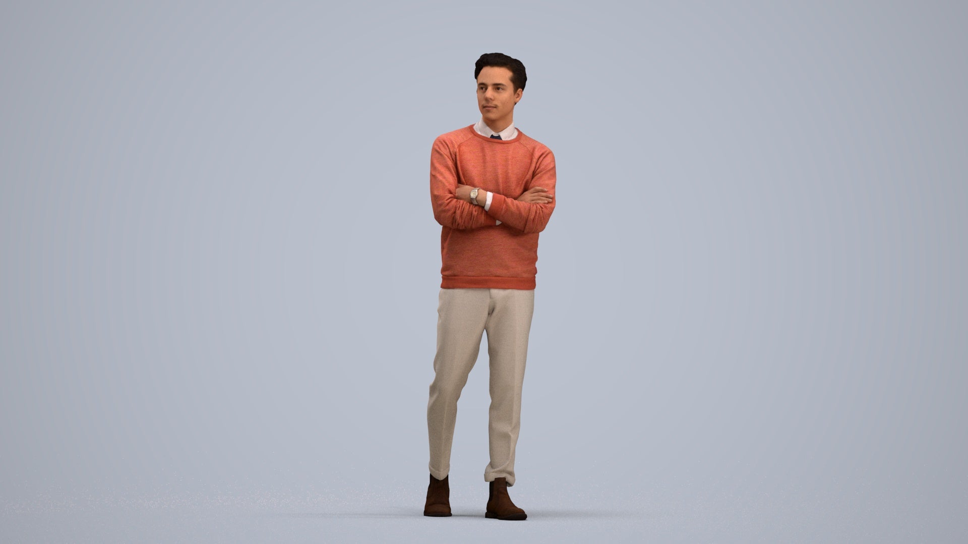 3D people model man casual walking, scanned human for 3ds Max rendering, standing pose render