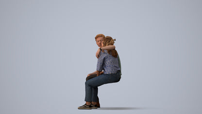 photogrammetry 3D woman casual couple, realistic human model archviz FBX, three-quarter view render