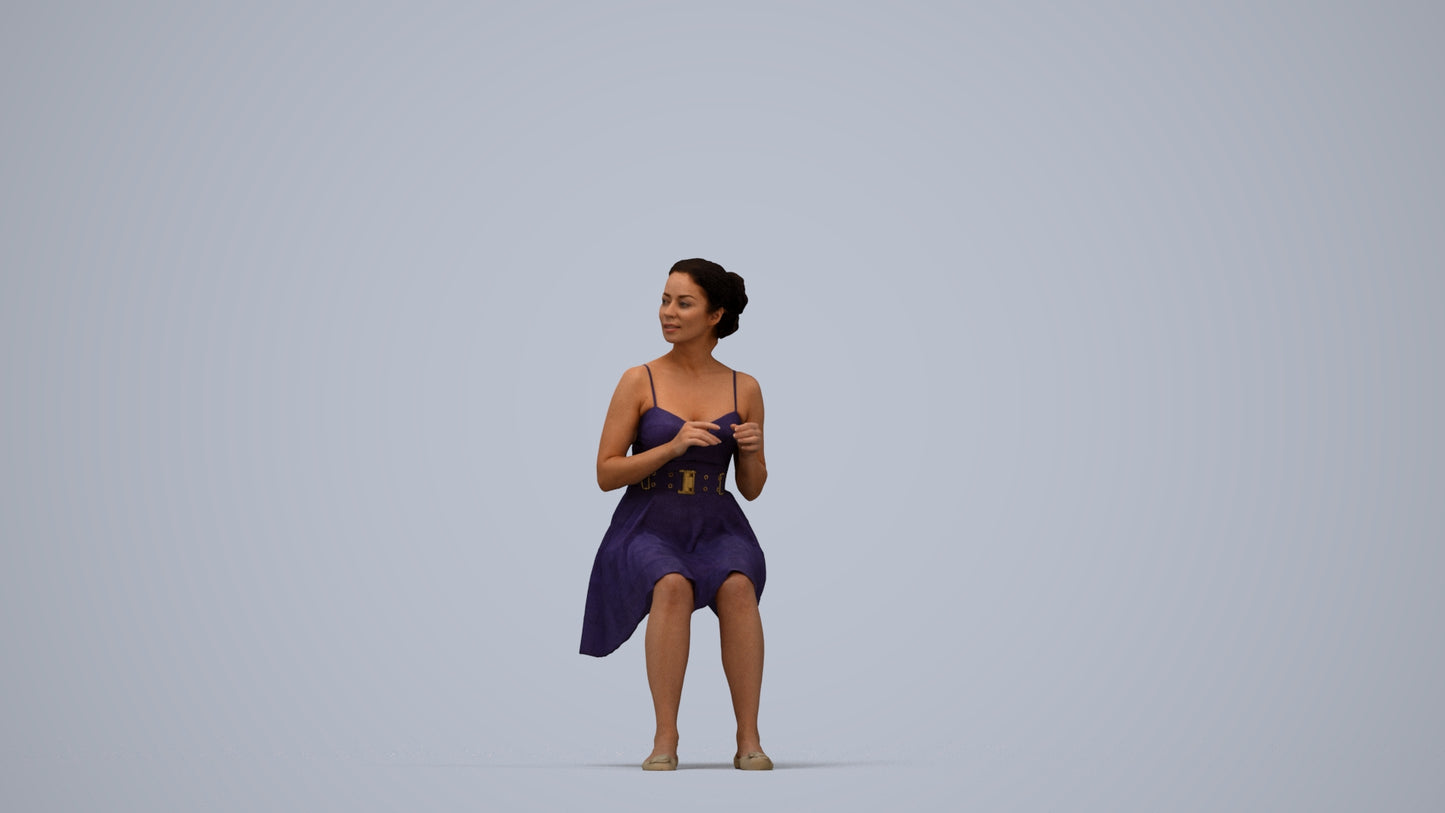 photogrammetry 3D woman formal formalaffairs, realistic human model archviz FBX, top-down view render