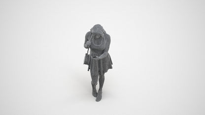 3D people model woman standing, scanned human for 3ds Max rendering, wireframe three-quarter view