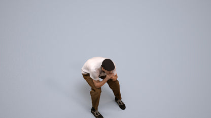 3D scanned man sitting casual, photorealistic archviz people for Enscape and SketchUp, back view render