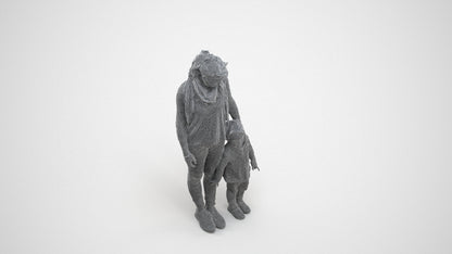 realistic 3D people girl casual kids, render-ready for V-Ray and Corona, FBX OBJ, wireframe three-quarter view
