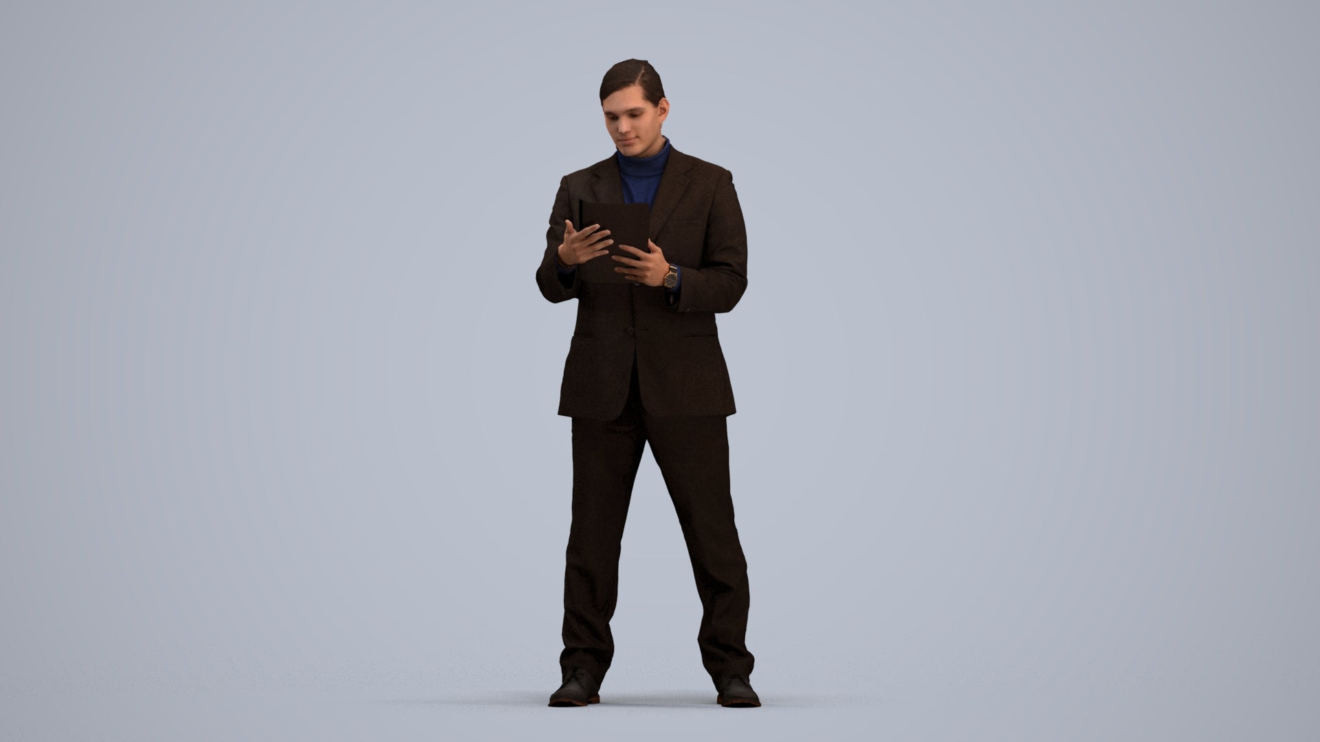 realistic 3D man business, scanned archviz people for Blender and 3ds Max, standing pose render