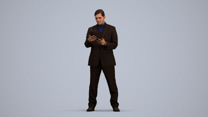realistic 3D man business, scanned archviz people for Blender and 3ds Max, standing pose render