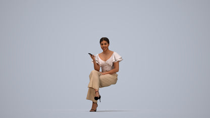 scanned 3D woman business sitting, photogrammetry people for Enscape and V-Ray, top-down view render