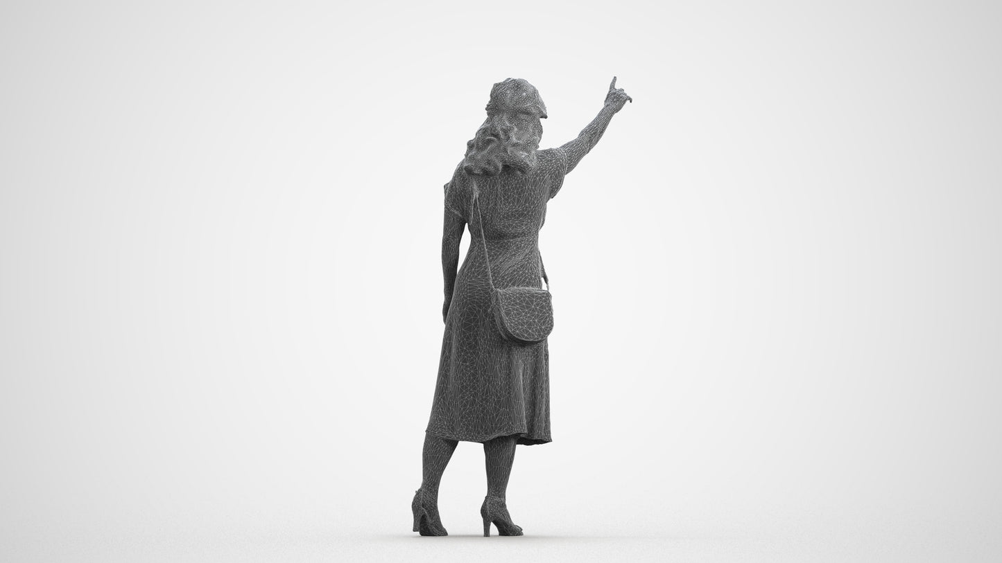 photogrammetry 3D woman casual standing, realistic human model archviz FBX, wireframe front view
