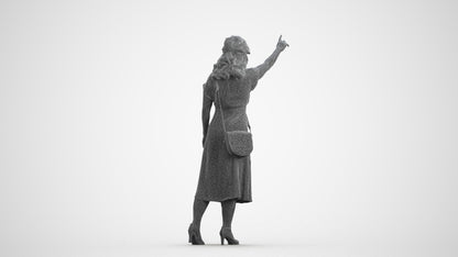 photogrammetry 3D woman casual standing, realistic human model archviz FBX, wireframe front view