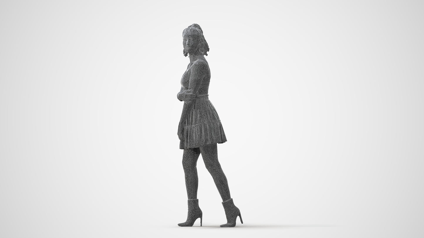 scanned 3D woman casual walking, photogrammetry people for Enscape and V-Ray, square thumbnail