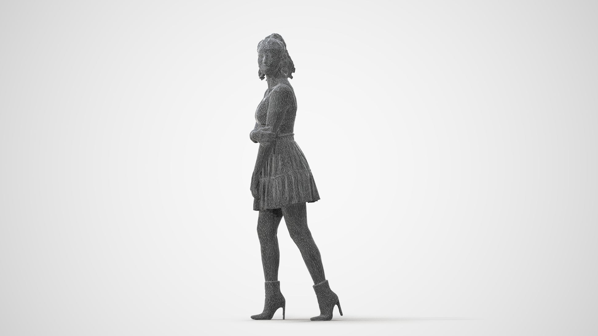 scanned 3D woman casual walking, photogrammetry people for Enscape and V-Ray, square thumbnail