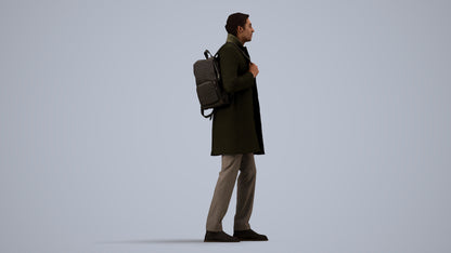 photogrammetry 3D man business, realistic human model archviz FBX, side view render