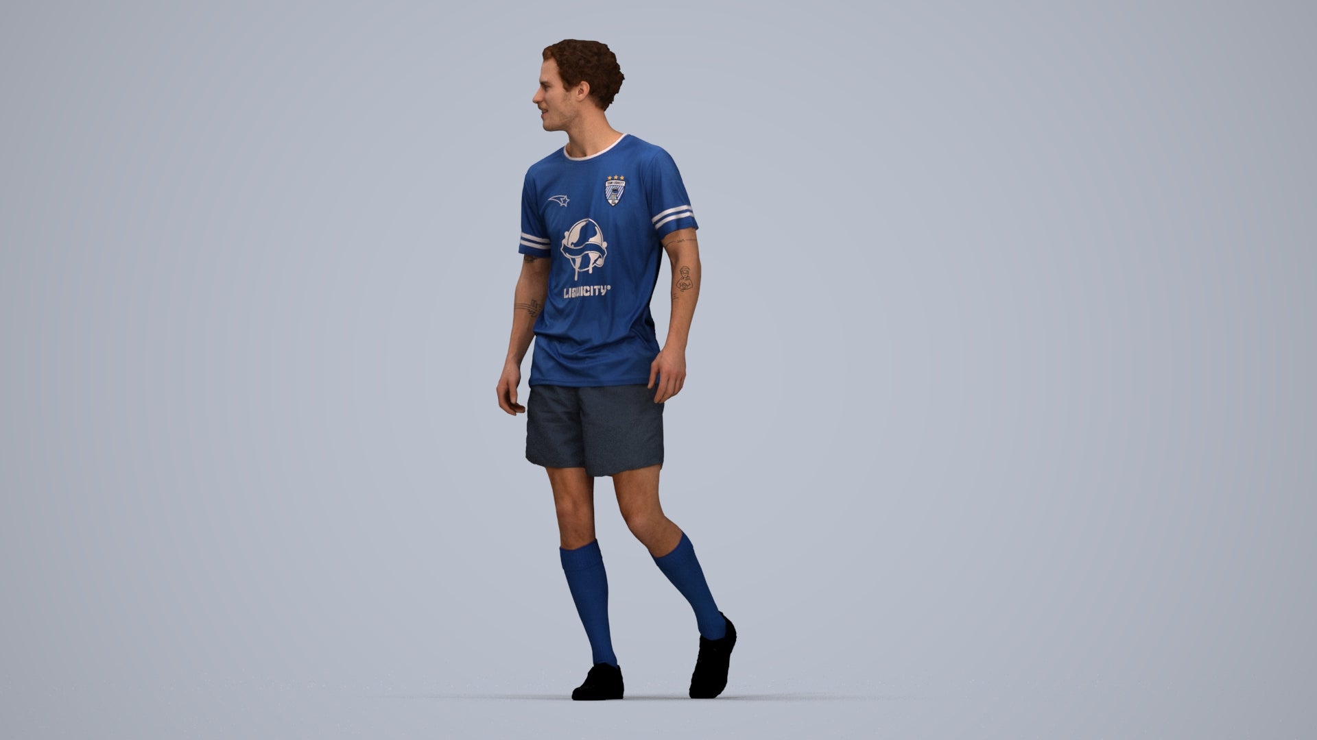 3D scanned man sport, photorealistic archviz people for Enscape and SketchUp, top-down view render