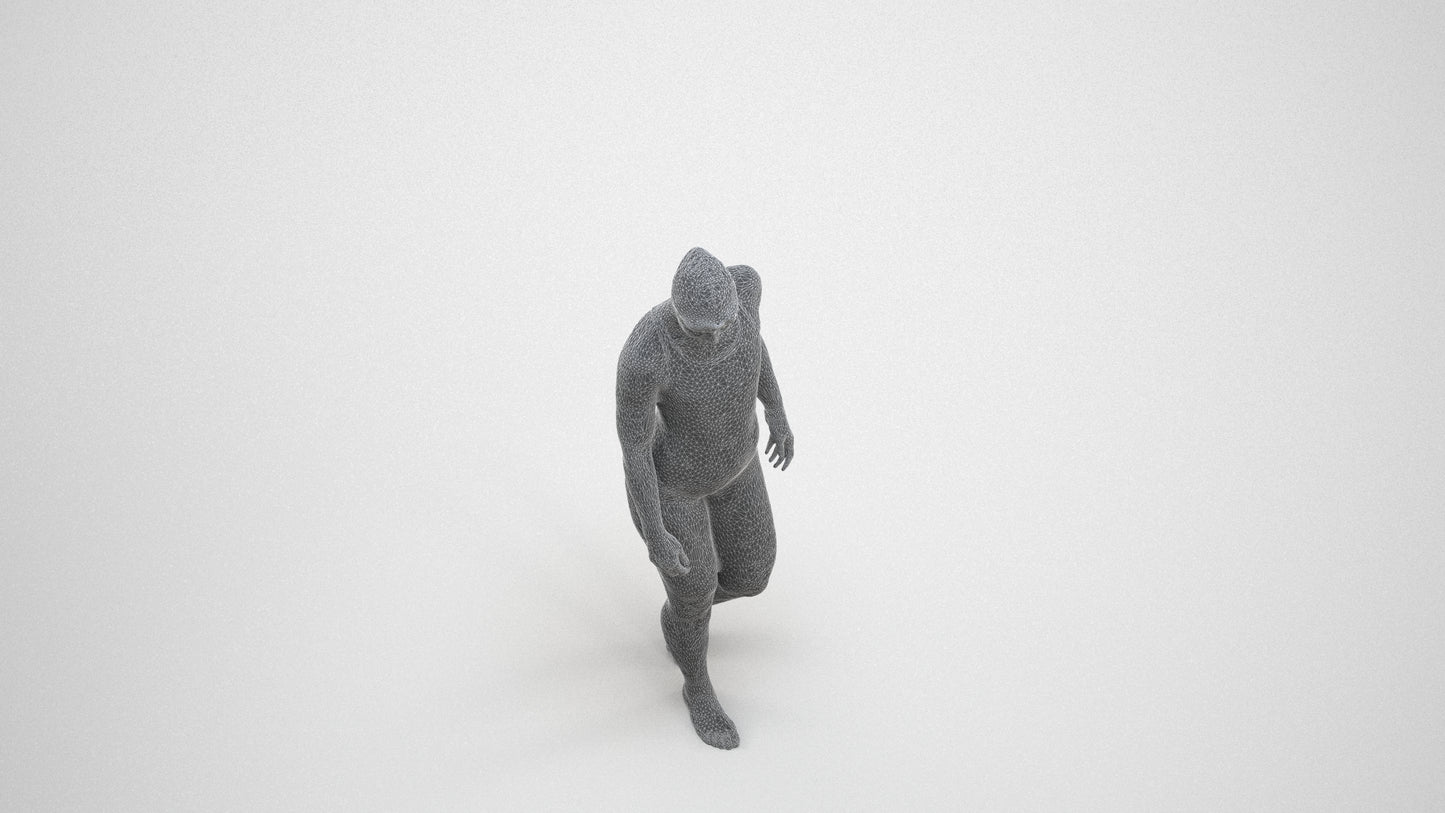 scanned 3D woman sport pool, photogrammetry people for Enscape and V-Ray, wireframe three-quarter view