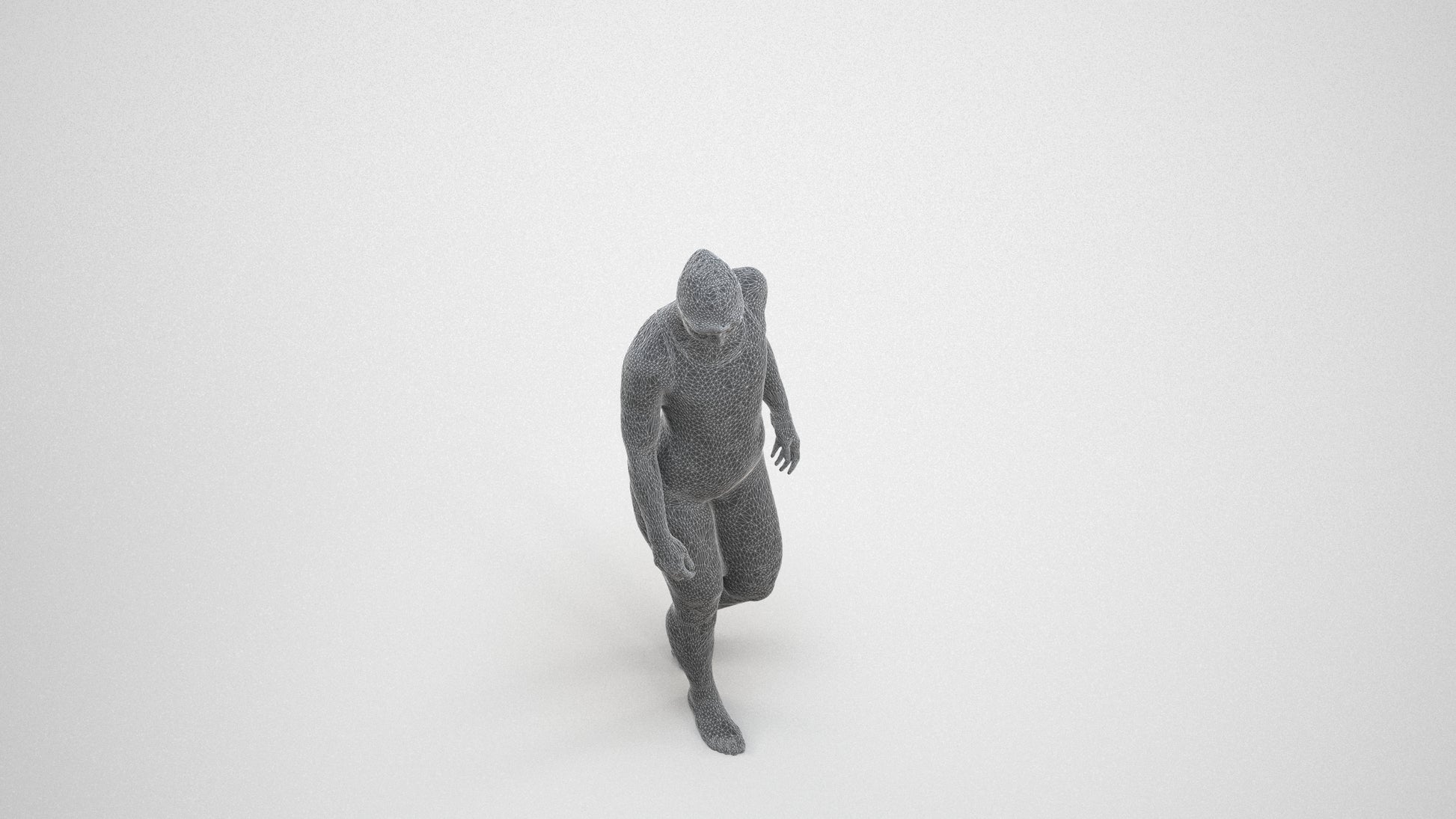 scanned 3D woman sport pool, photogrammetry people for Enscape and V-Ray, wireframe three-quarter view