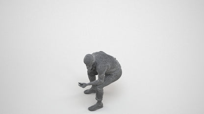 3D scanned man sitting business, photorealistic archviz people for Enscape and SketchUp, wireframe three-quarter view