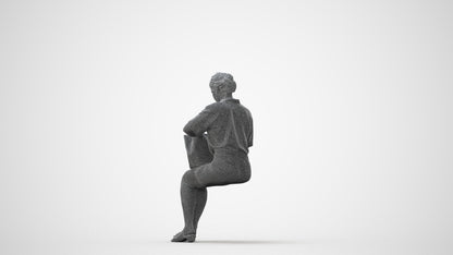 3D scanned woman sitting casual, photorealistic archviz people for Enscape and SketchUp, square thumbnail