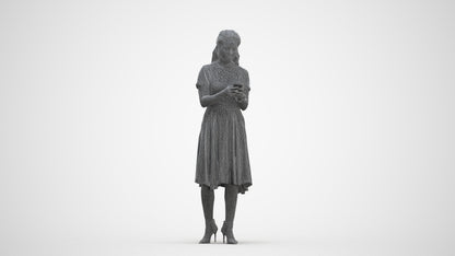 photogrammetry 3D woman casual standing, realistic human model archviz FBX, three-quarter front view render