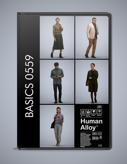 5x realistic 3D people walking pack, scanned archviz collection for Blender and 3ds Max